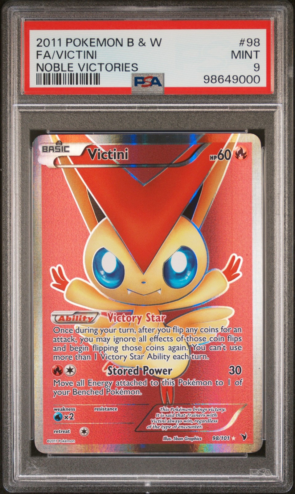 Victini 98/101 PSA 9 Noble Victories Pokemon Card Game