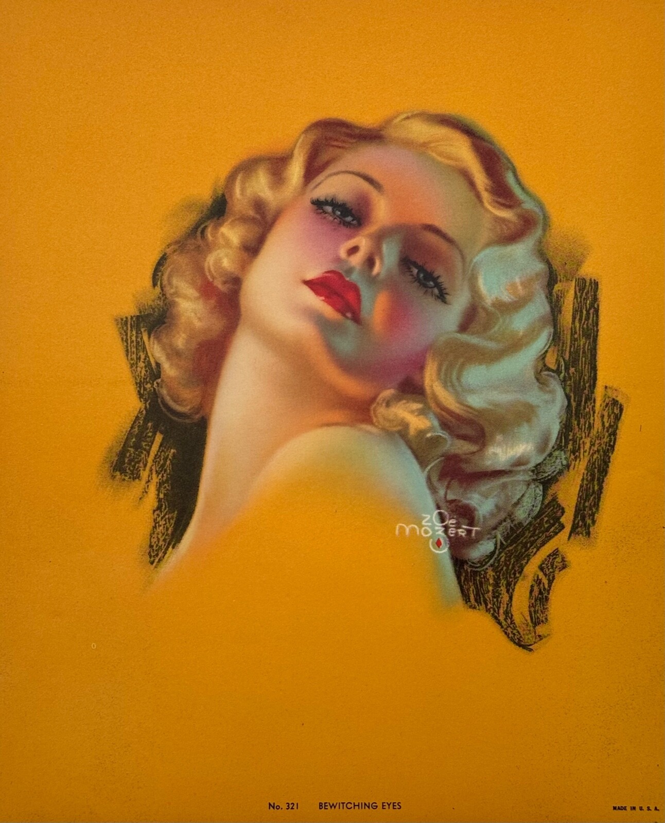 Vintage 1930s Zoe Mozert Art Deco Pin-Up Print Bewitching Eyes, Sultry Blonde Vintage 1930s Zoe Mozert Art Deco Pin-Up Print Bewitching Eyes, Sultry Blonde