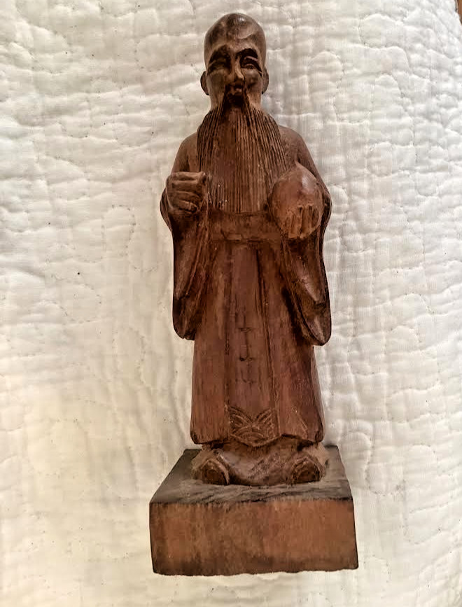 Asian Hand Carved Hard Wood Artisanal Figurine (7.5 iches tall) Asian Hand Carved Hard Wood Artisanal Figurine (7.5 iches tall)