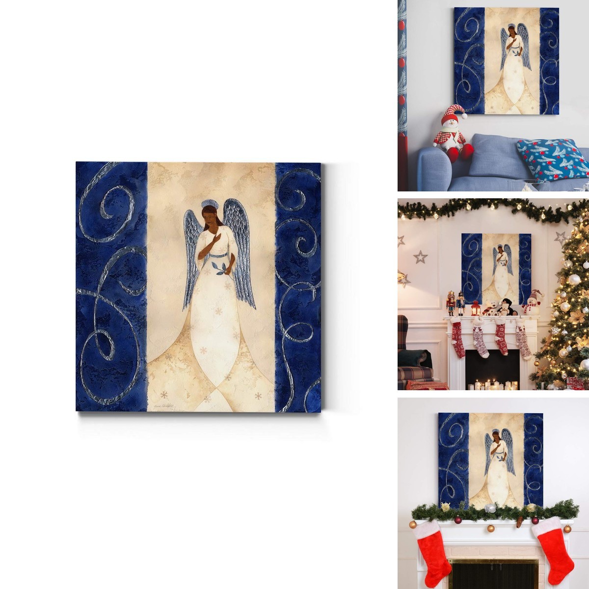 Renditions Gallery Ebony Christmas Angel I Canvas 32x32 African American Black