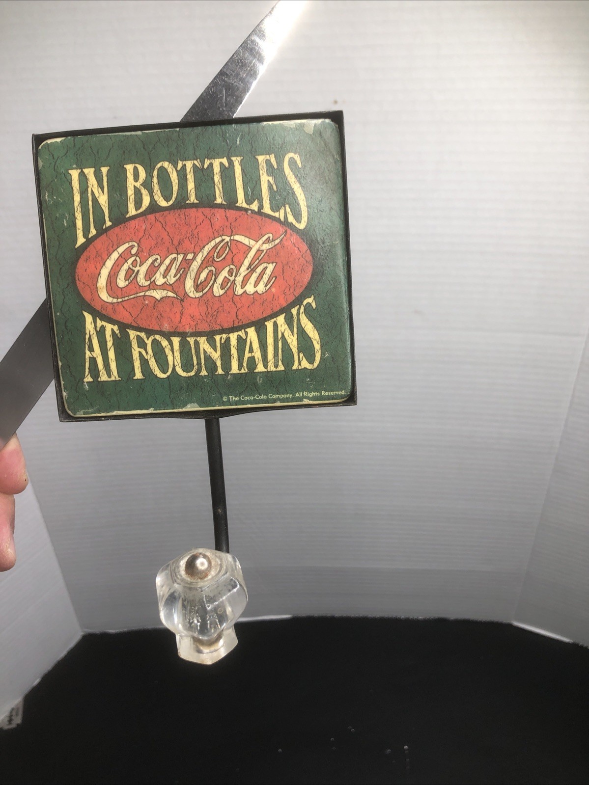 Coca-Cola  4” X 7” Coca-Cola At Fountains In Bottles- Wall Hook 980s Vintage