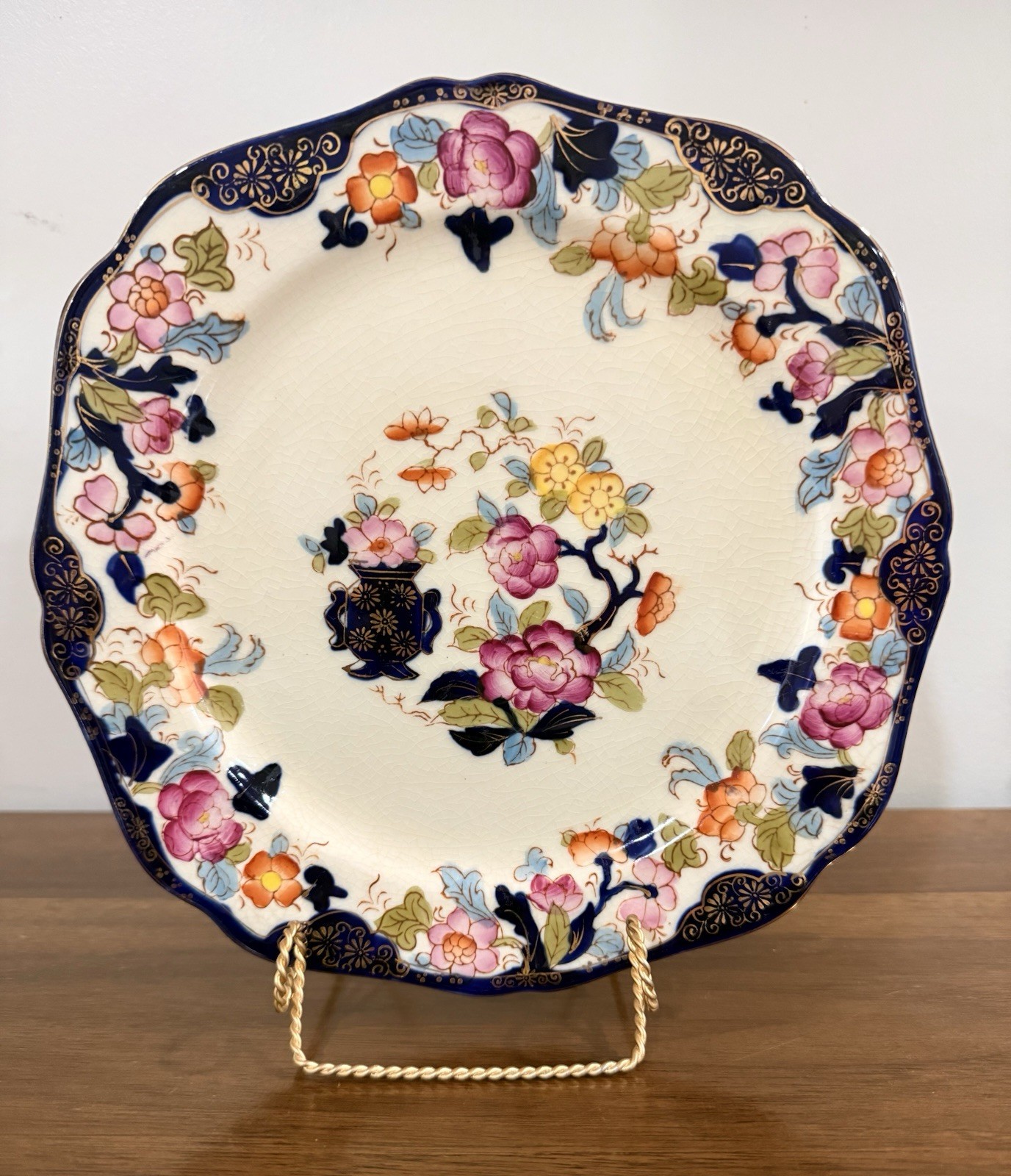 Antique Moriyama Mori-Machi Plates Set 6 9” Japan Floral Chintz 1920s