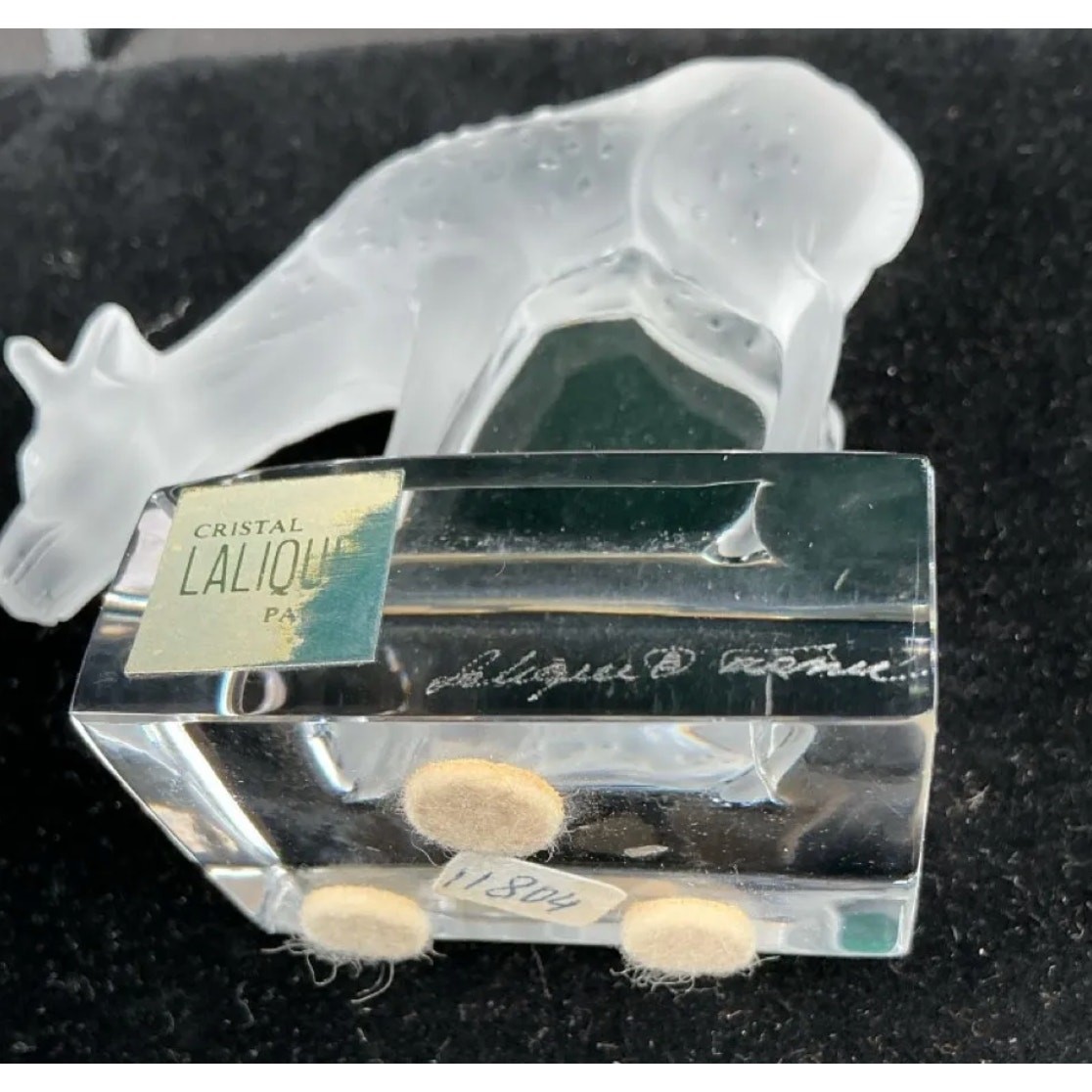 Authentic Lalique France Crystal Grazing Deer Fawn Figurine #11804 Paperweight