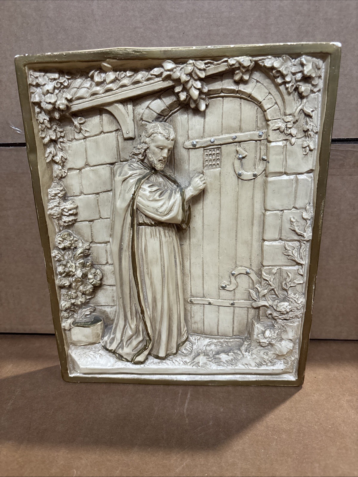 Vintage Christ At The Door Plaque Chalkware Antonio’s Art Studio 1962 10” X 8”