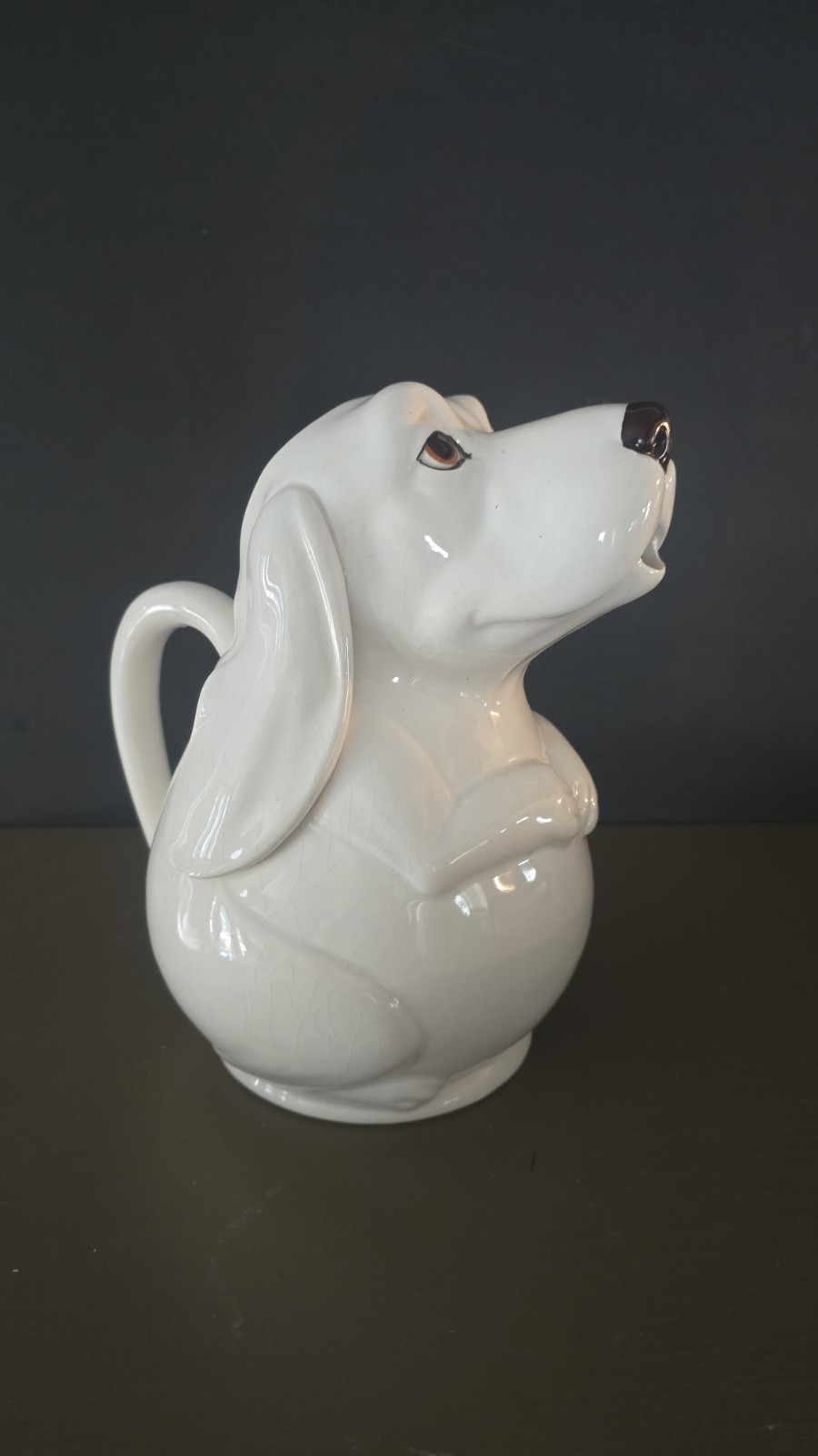 Vintage MCM Ceramic Dog Pitcher VG Cond Used Vintage MCM Ceramic Dog Pitcher VG Cond Used