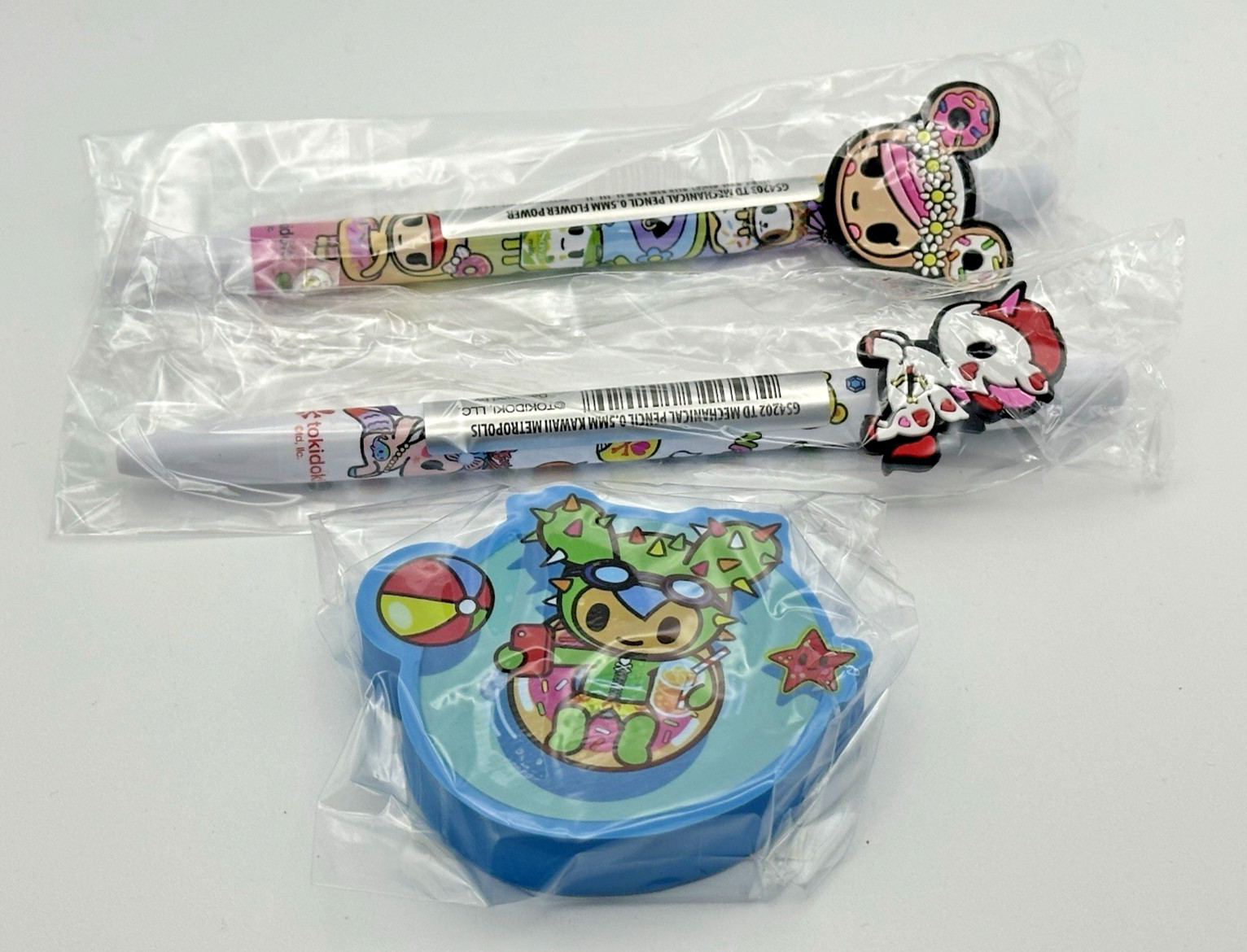 Tokidoki Mechanical Pencils 0.5mm & Eraser - 3 piece Writing Materials Set NWT