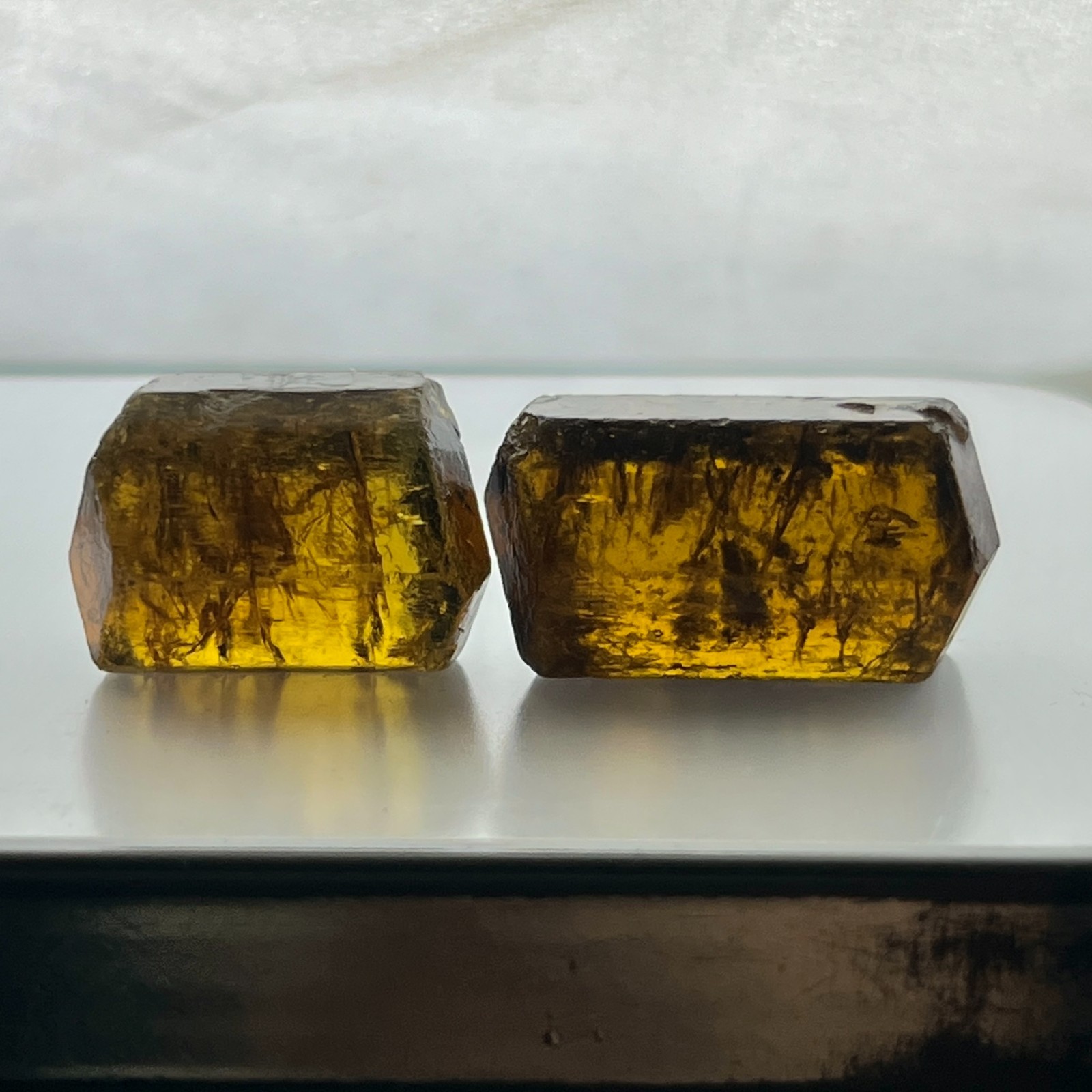Natural Golden Dravite Tourmaline Rough Lot, 51 Ct, 2 Pcs, Deep Yellow Brown Raw