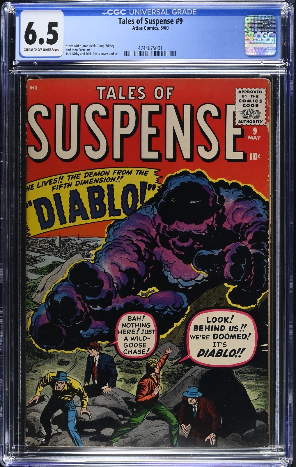 Tales of Suspense #9 1960 CGC 6.5 1st Diablo Pre-Hero Atlas Jack Kirby Ditko Key Tales of Suspense #9 1960 CGC 6.5 1st Diablo Pre-Hero Atlas Jack Kirby Ditko Key