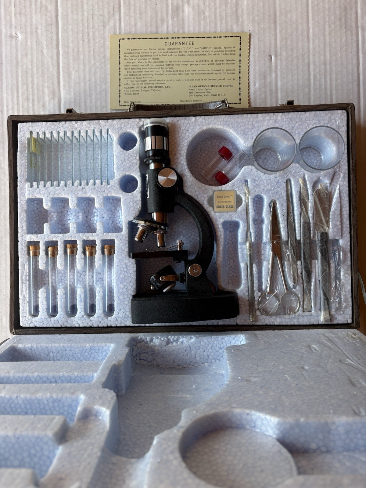 Vintage COC Stereo Eye Microscope 100X - 750X Kit in Original Wooden Box