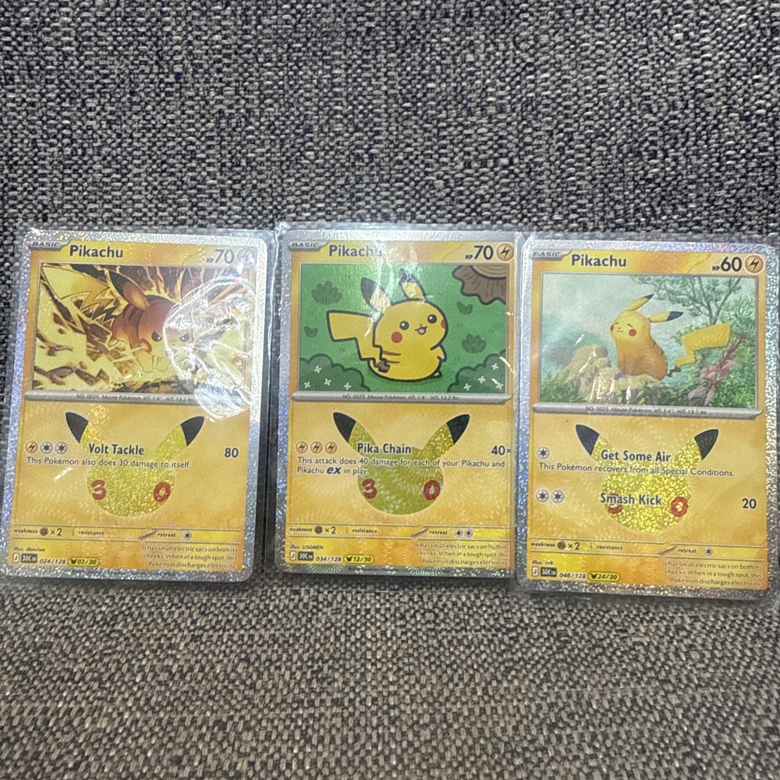 Pikachu Pokemon Card lot 3 30th anniversary Pikachu Pokemon Card lot 3 30th anniversary