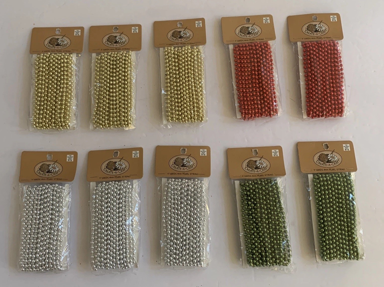 VTG Miniature Bead Garland Xmas Tree Gold Silver Red Green 15 Ft. Each Lot Of 10 VTG Miniature Bead Garland Xmas Tree Gold Silver Red Green 15 Ft. Each Lot Of 10