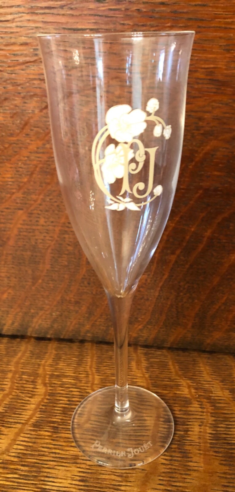 9 Perrier Jouet Hand Painted Champagne Flute Barware Wedding Glasses 8”