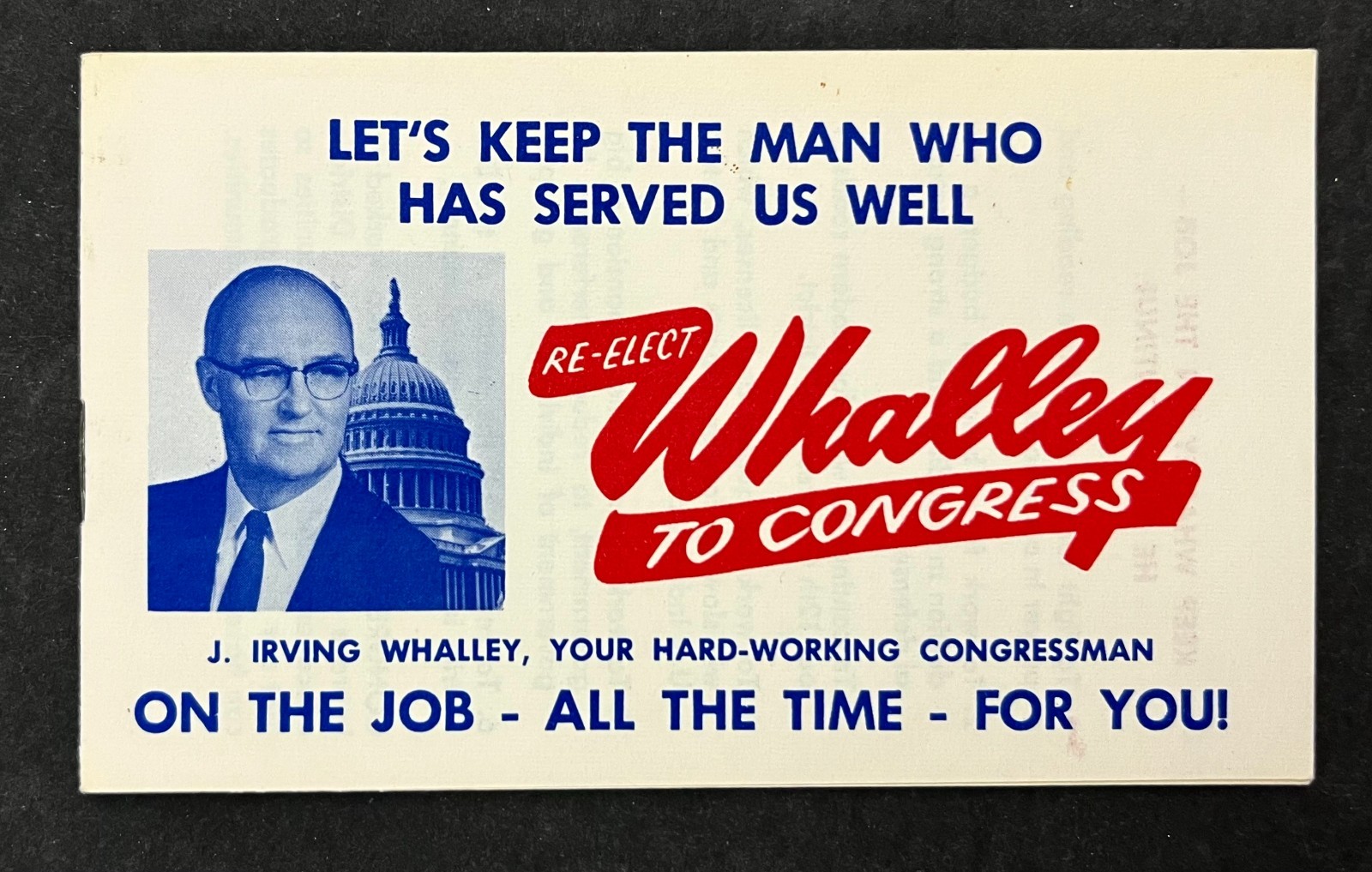 1960s Re-Elect J Irving Whalley Pennsylvania Congress Vintage Politics Notepad
