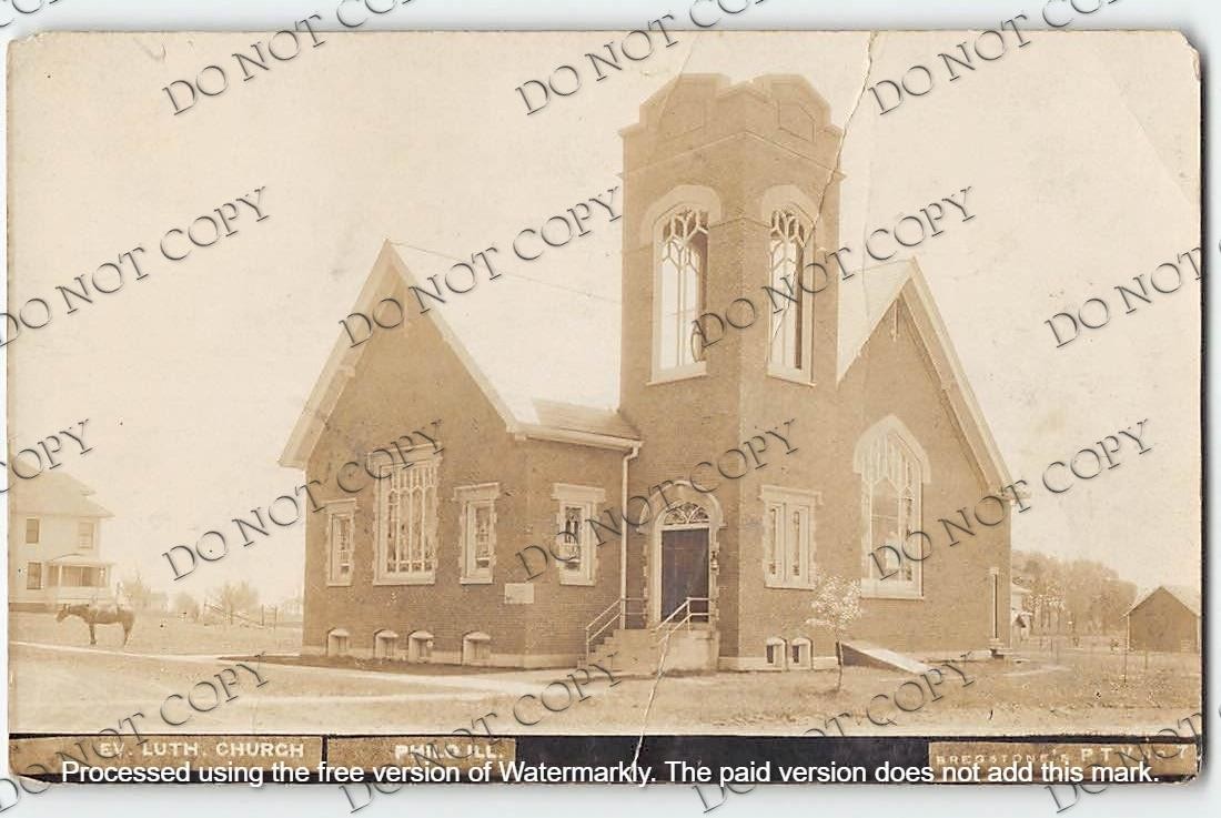 Champaign County, Illinois PHILO Antique RPPC Ev. Lutheran Church 1909 Bregstone