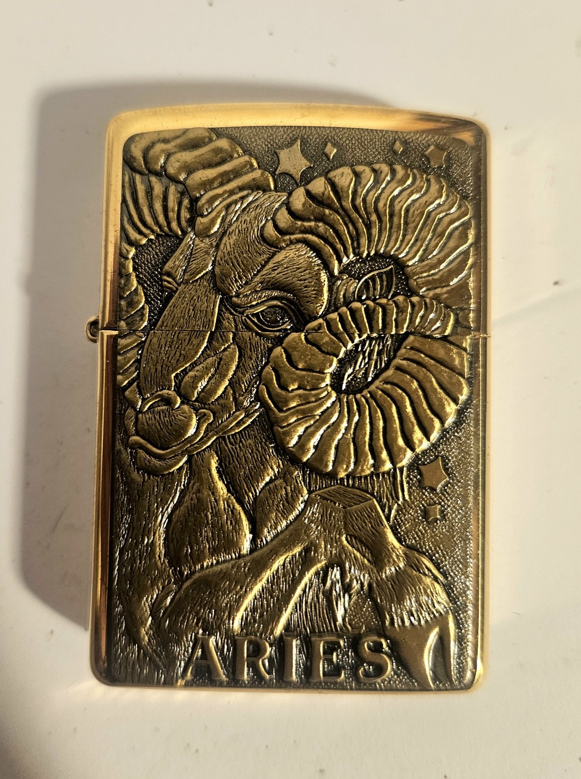 VTG Rare Barrett Smythe Emblem Brass Zippo Aries Zodiac Lighter 2000 NOS