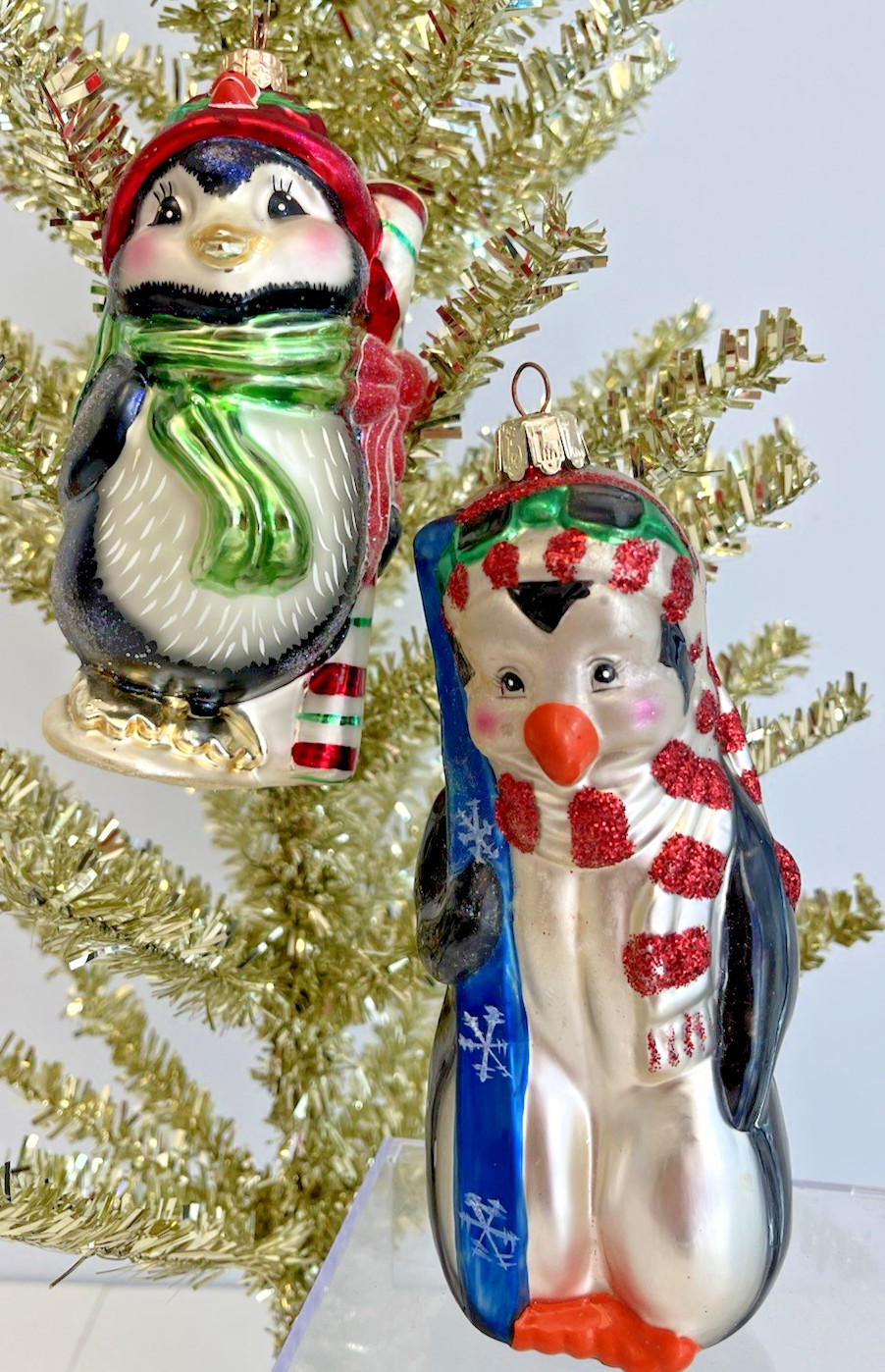 Vintage 1999 Christopher Radko Peppermint Penny &Santa's Best Penguin Ornaments Vintage 1999 Christopher Radko Peppermint Penny &Santa's Best Penguin Ornaments