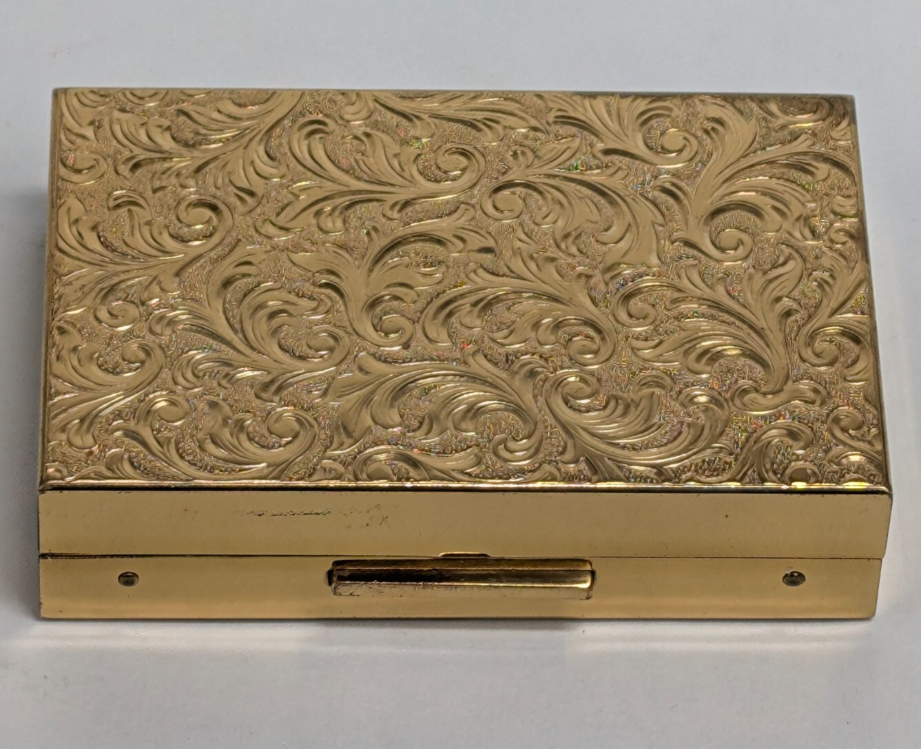 Vintage Elgin American Reuge Music Box Powder Compact Case Mirror Gold Tone