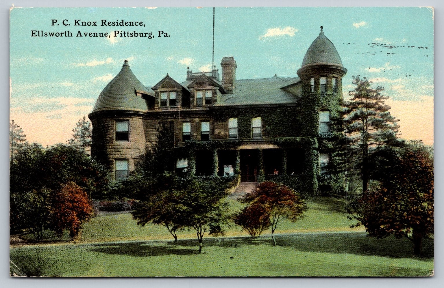 Vintage 1912 P.C. Knox Residence Postcard, Pittsburg, PA Vintage 1912 P.C. Knox Residence Postcard, Pittsburg, PA
