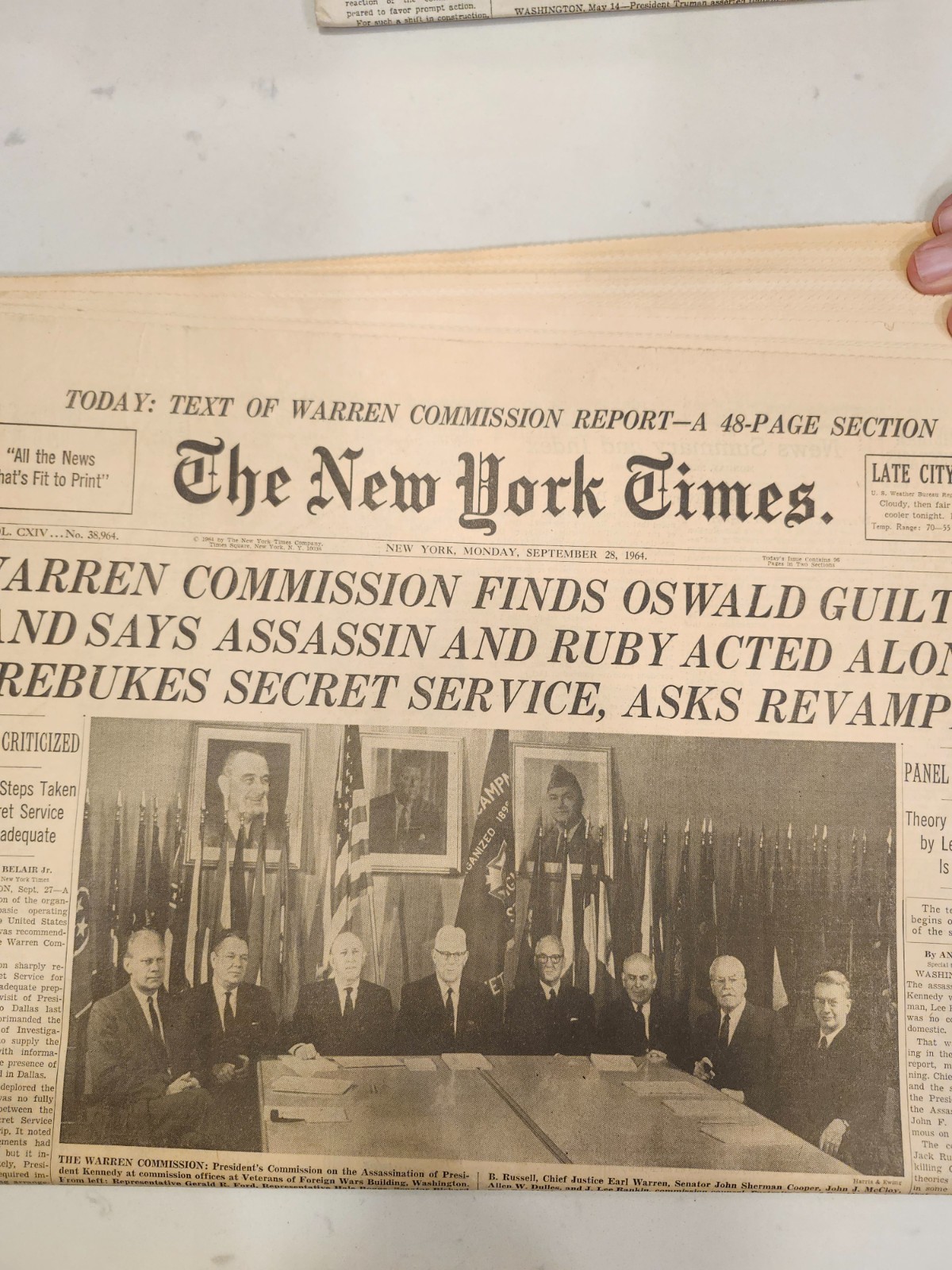 New york times Oswald Found guilty, Kennedy assassination sept 28, 1964 New york times Oswald Found guilty, Kennedy assassination sept 28, 1964