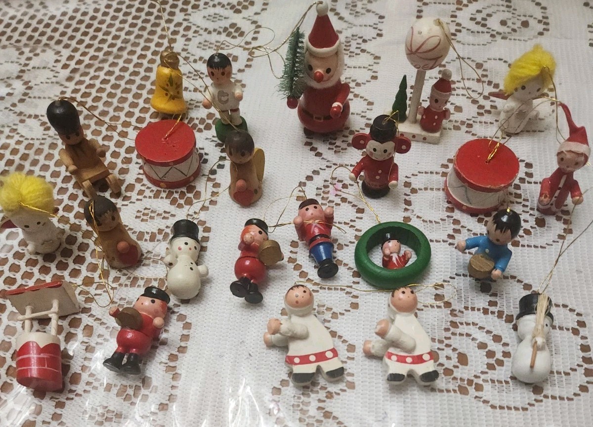 Vtg Lot of 23 Wood Christmas Ornaments Hand Painted Angel, Santa, Snowman, Etc. Vtg Lot of 23 Wood Christmas Ornaments Hand Painted Angel, Santa, Snowman, Etc.