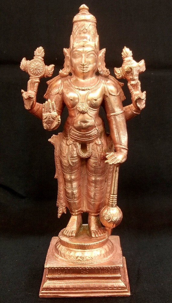 Lord Vishnu / Narayana Idol In Pure Solid Copper