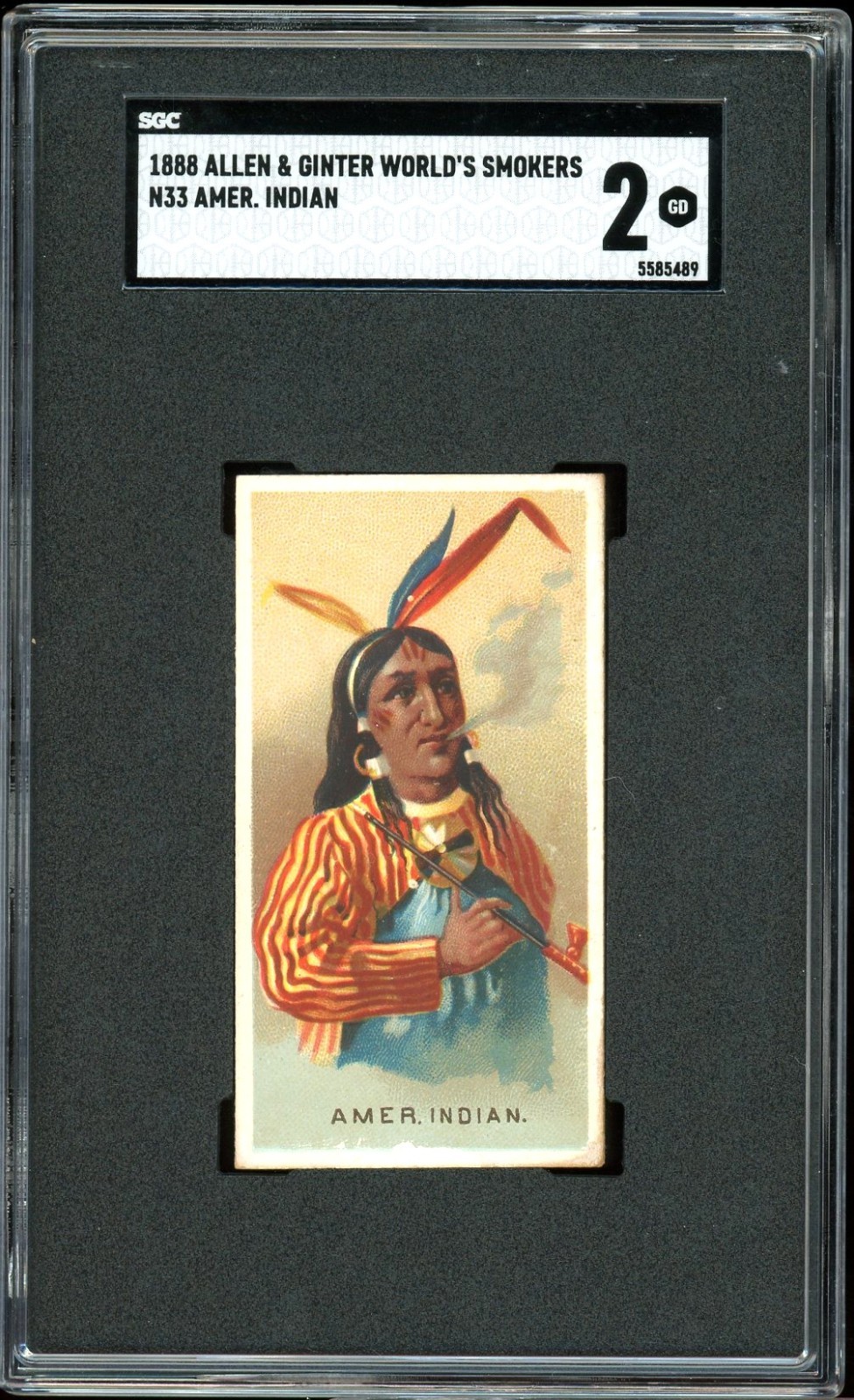 1888 Allen & Ginter World's Smokers N33 American Indian SGC 2 GD
