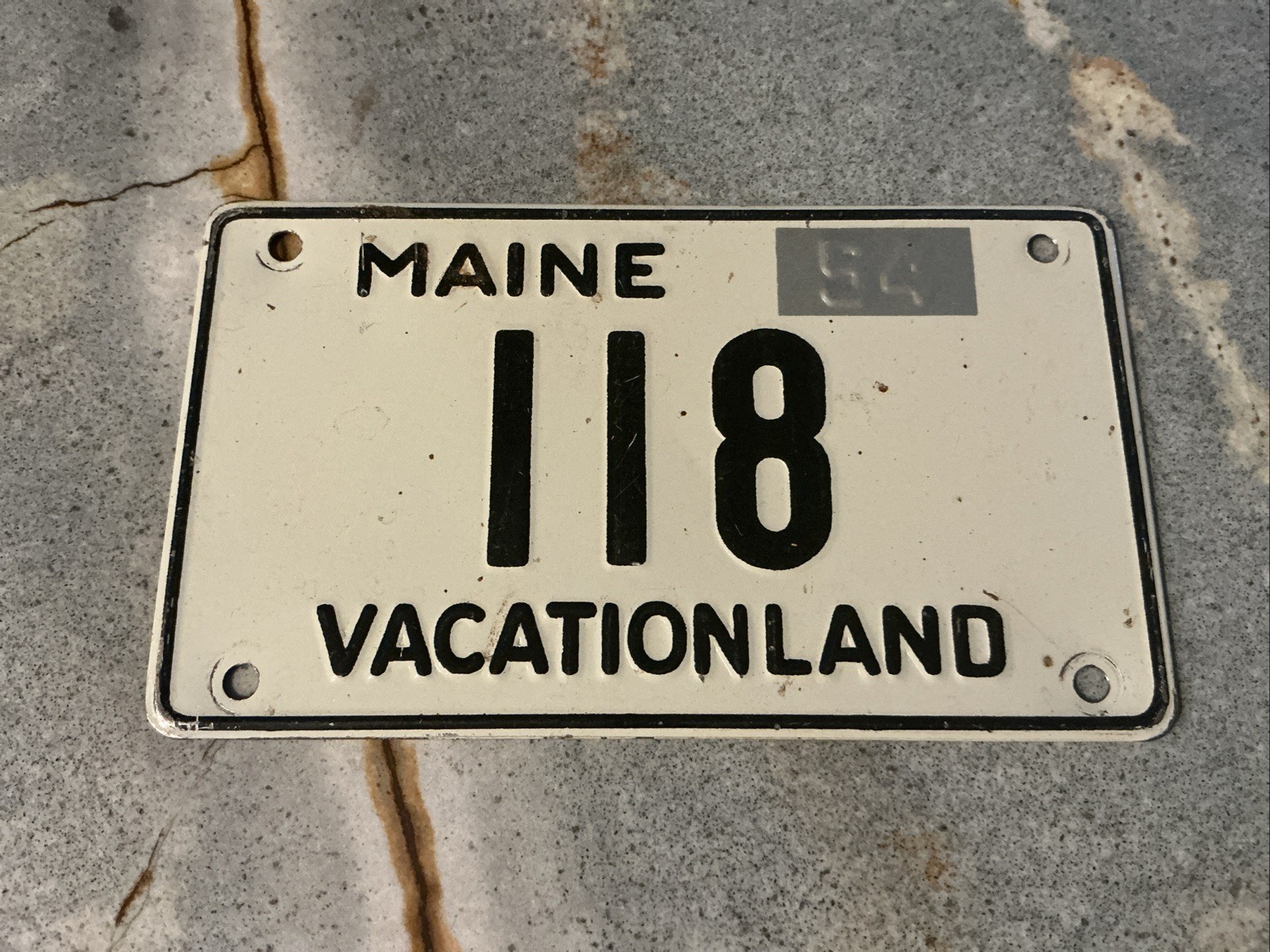 1954 Maine Mini State License Plate bike / bicycle tag VTG Wheaties Cereal