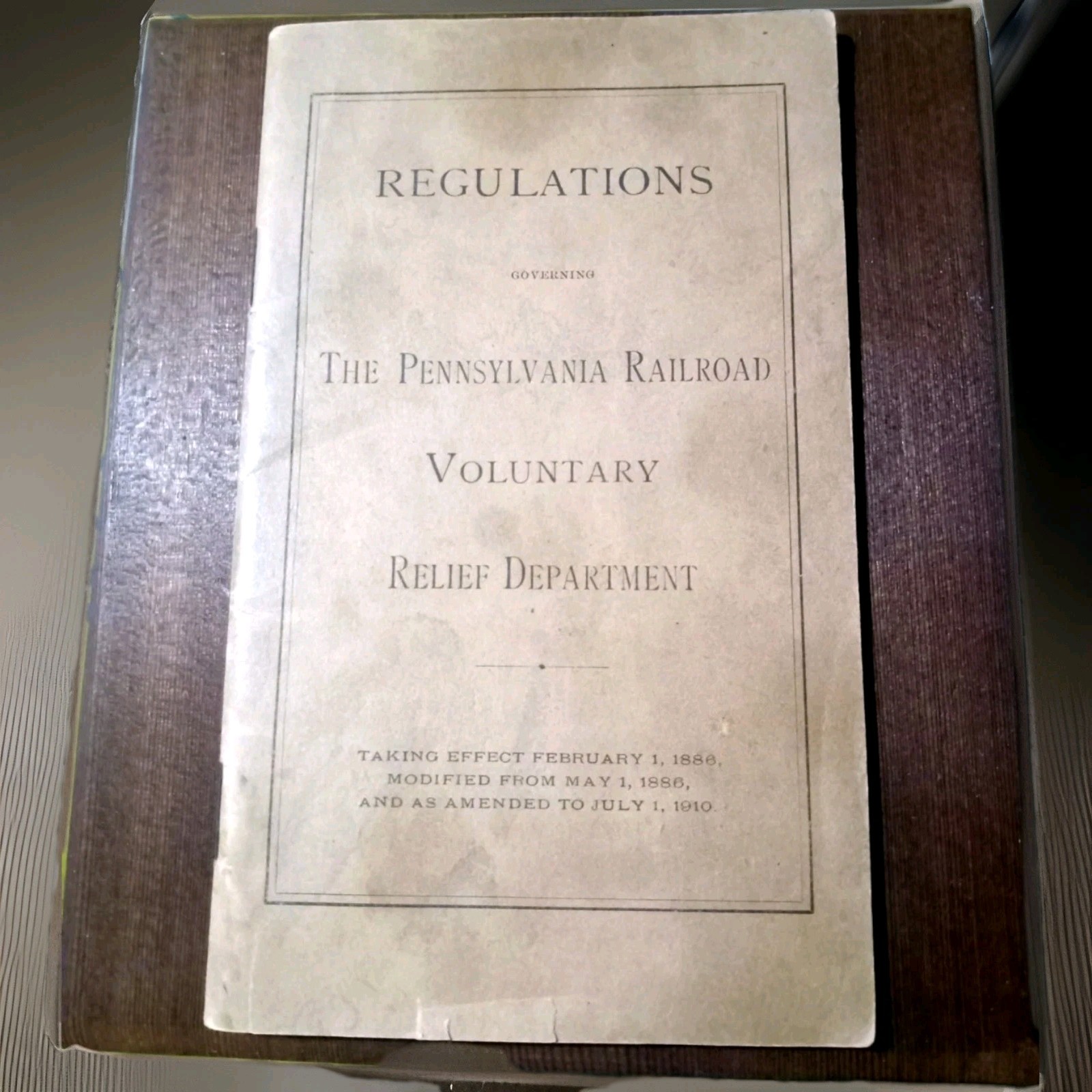 THE PENNSYLVANIA RAILROAD Regulations 1910 Voluntary Relief Department Booklet 