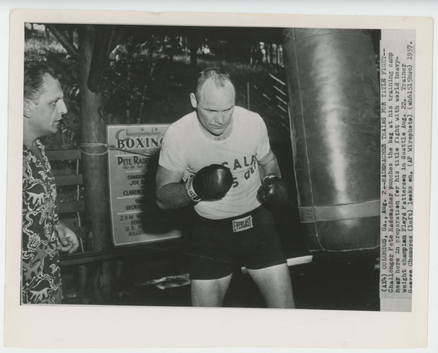 Press Photo 1957 Pete Rademacher Olympic Heavyweight Boxer Vs. Floyd Patterson