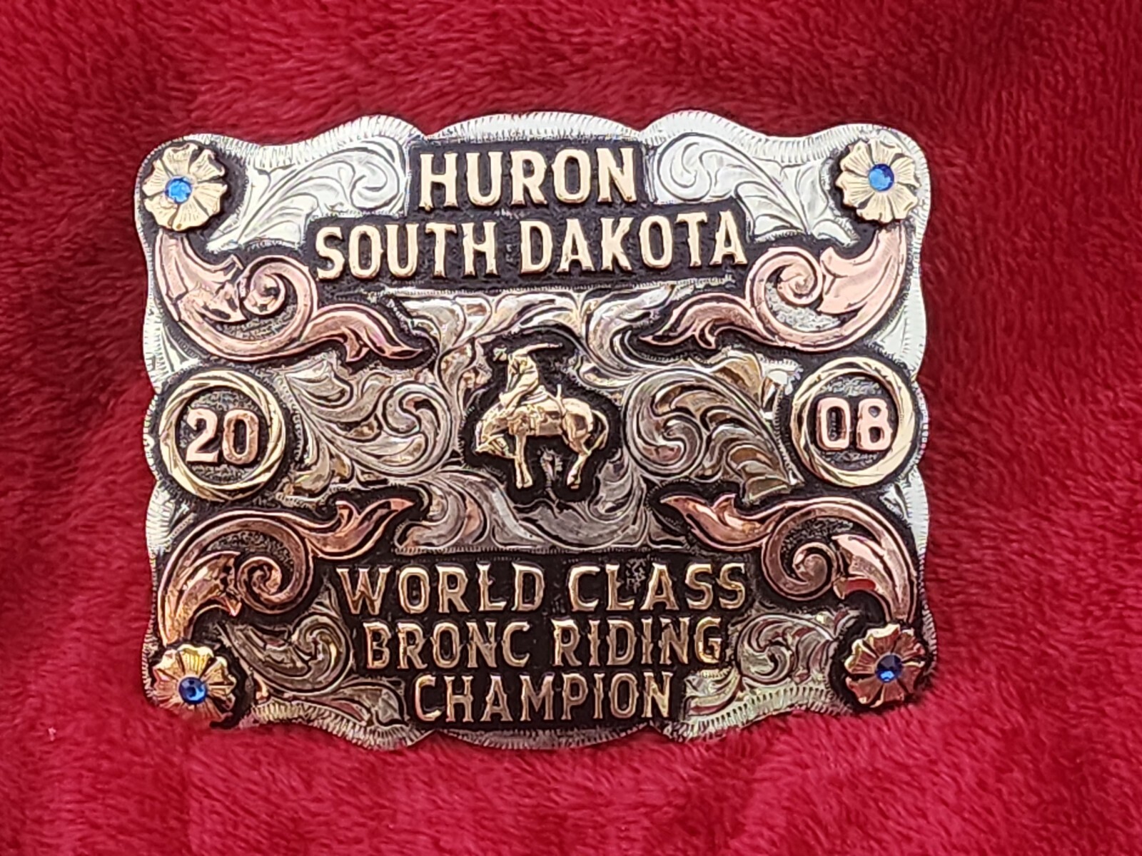 CHAMPION TROPHY BUCKLE PRO RODEO SADDLE BRONC☆HURON SOUTH DAKOTA☆2008☆RARE☆801