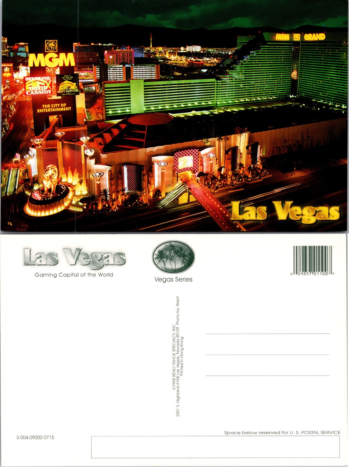 Continental MGM Grand Las Vegas Nevada Postcard