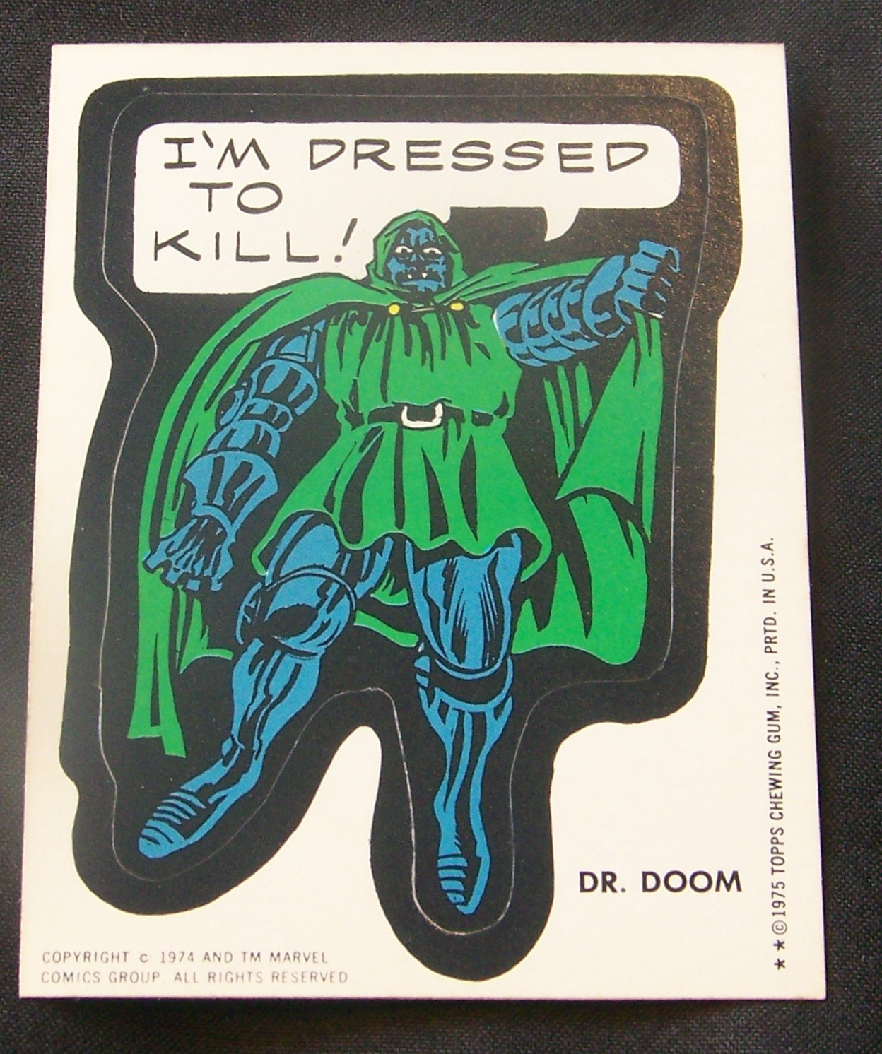 Topps 1975 Topps Marvel Sticker, Doctor Doom Topps 1975 Topps Marvel Sticker, Doctor Doom