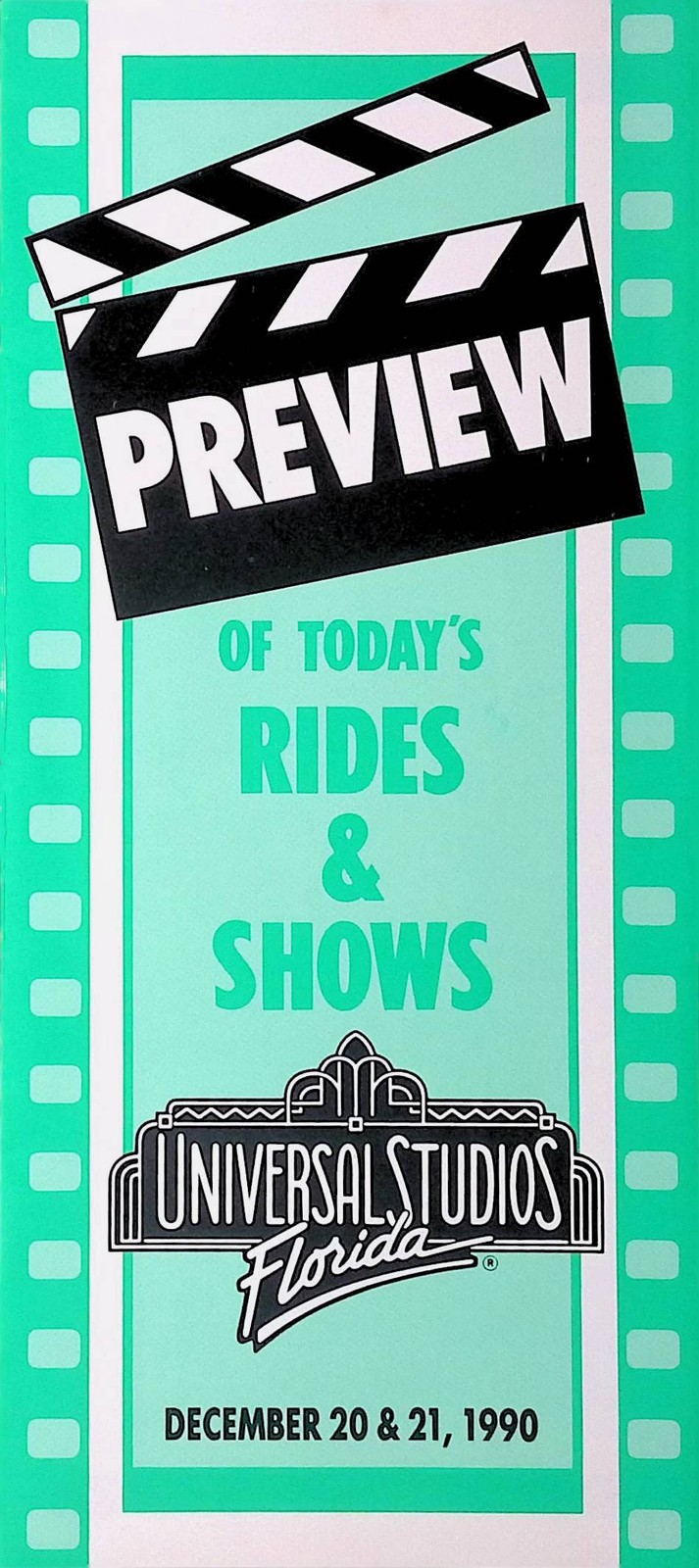 Vintage Travel Brochure Universal Studios Florida Rides Shows December 1990 Map