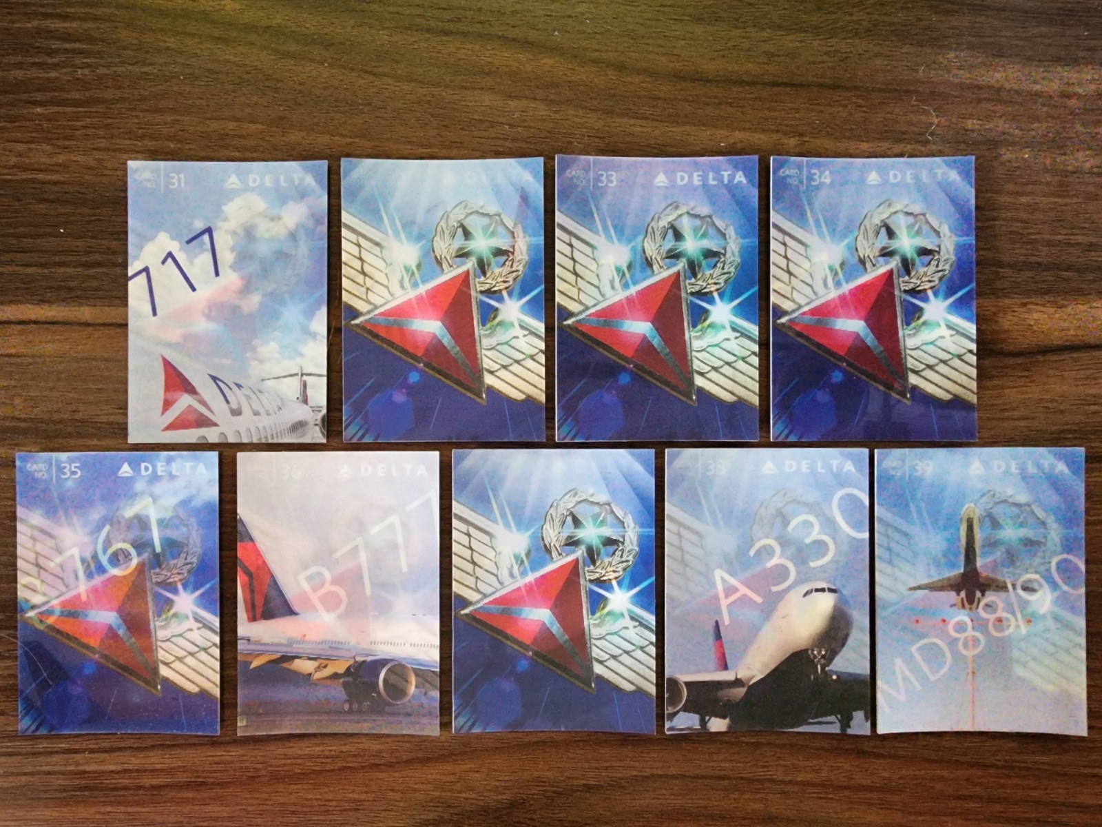 Delta Air Lines Trading Cards | 2015 FULL SET | Cards #31-#39 GREAT CONDITION