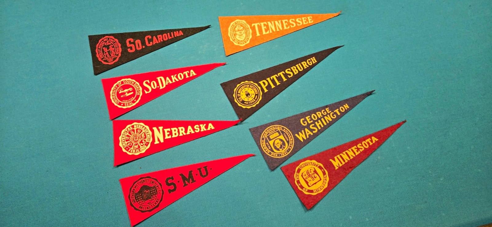 Vintage University Mini Pennants Felt Flags Lot - Tennessee, Pitt & More