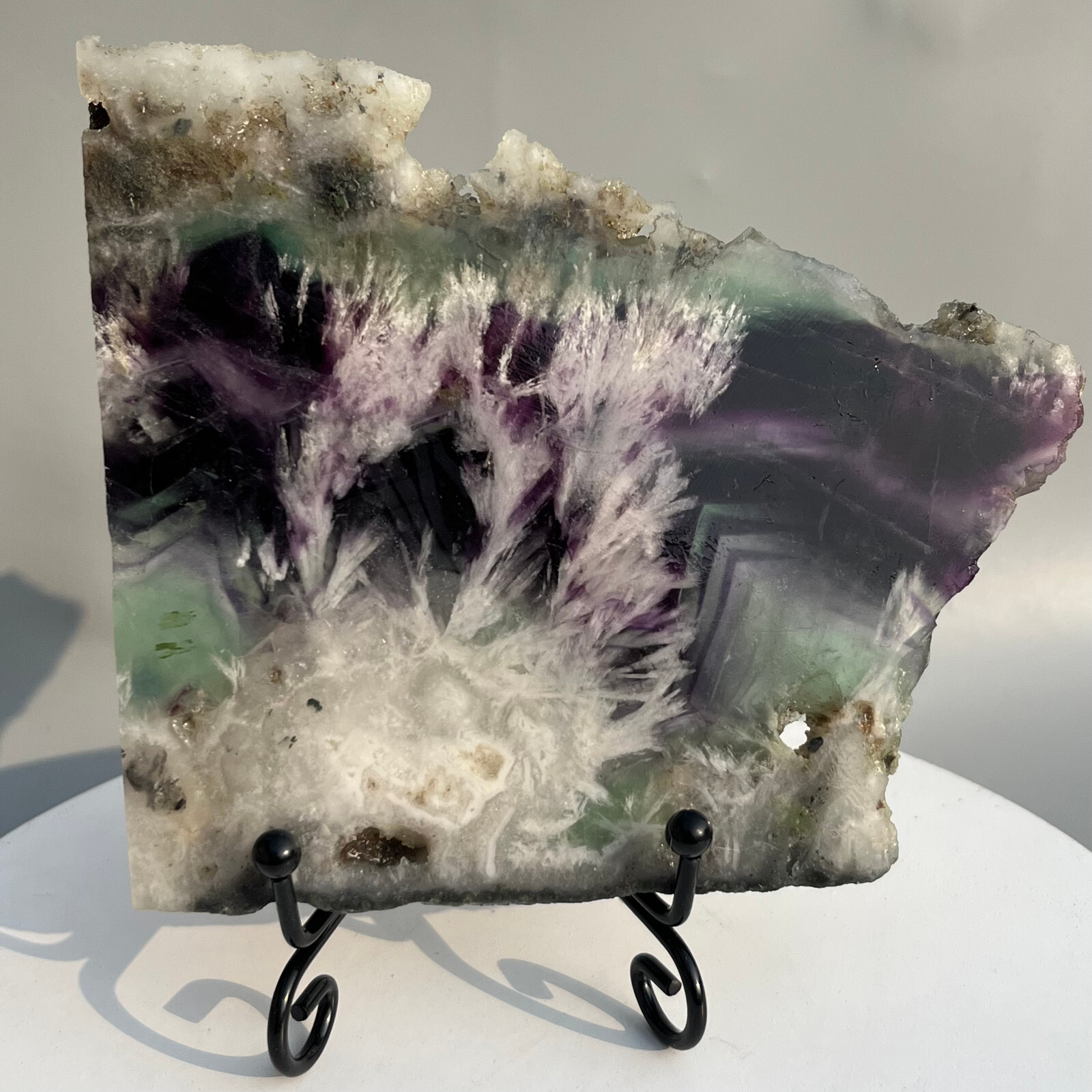 299G Rare nature Transparent Feather Fluorite slab Mineral Crystal Specimen