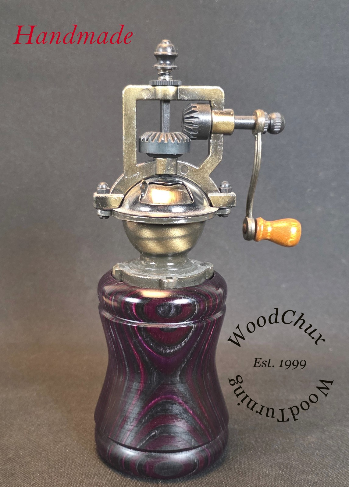 Pepper Mill Grinder Peppermill Spectraply Wood Wooden Handmade SEE VIDEO 1004