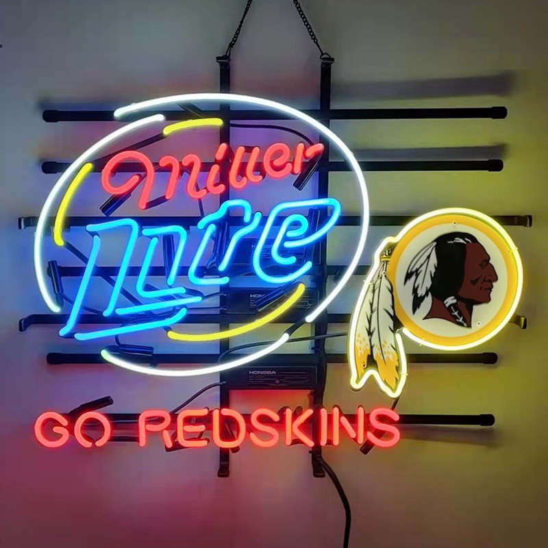 US STOCK Washington Redskins Miller Lite Neon Sign 19\