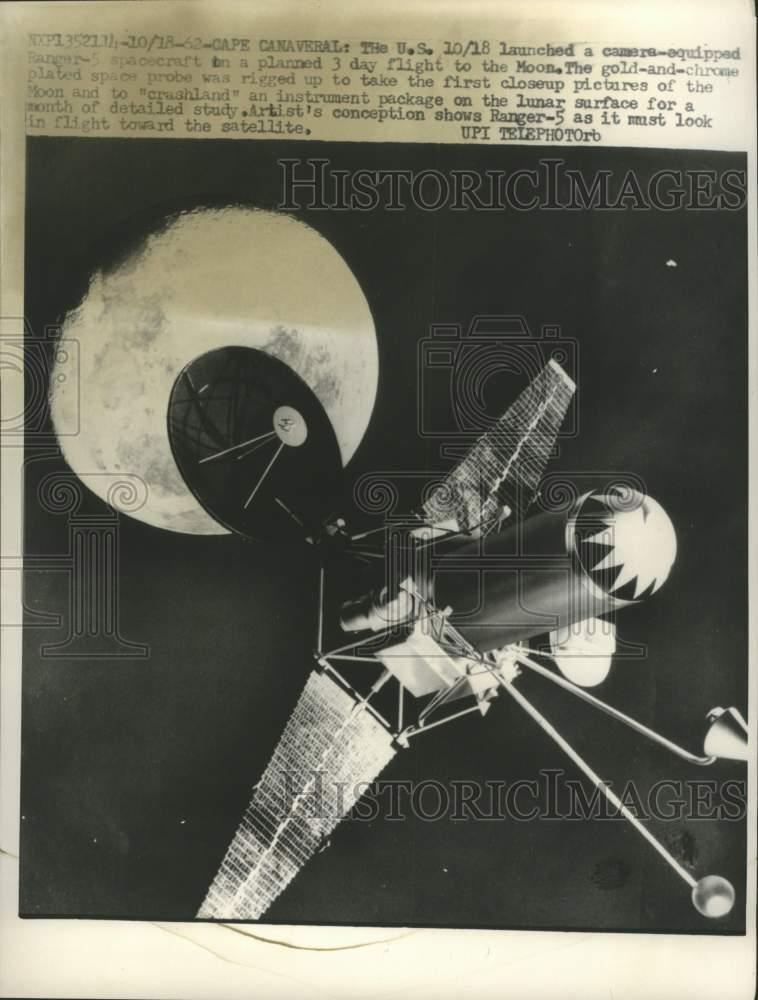 1962 Press Photo U.S. launched camera-equipped Ranger 5 spacecraft to the moon