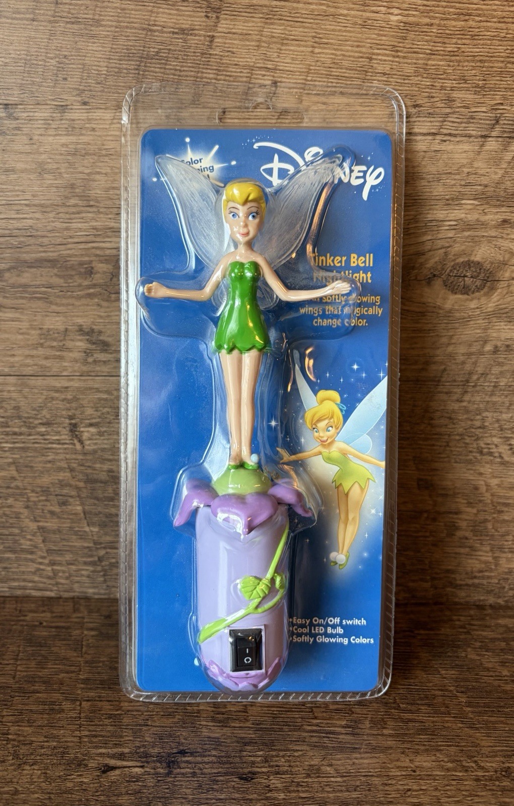 Disney Tinker Bell Fairy Night Light Flower Purple Plug In Vintage NEW With Wear Disney Tinker Bell Fairy Night Light Flower Purple Plug In Vintage NEW With Wear