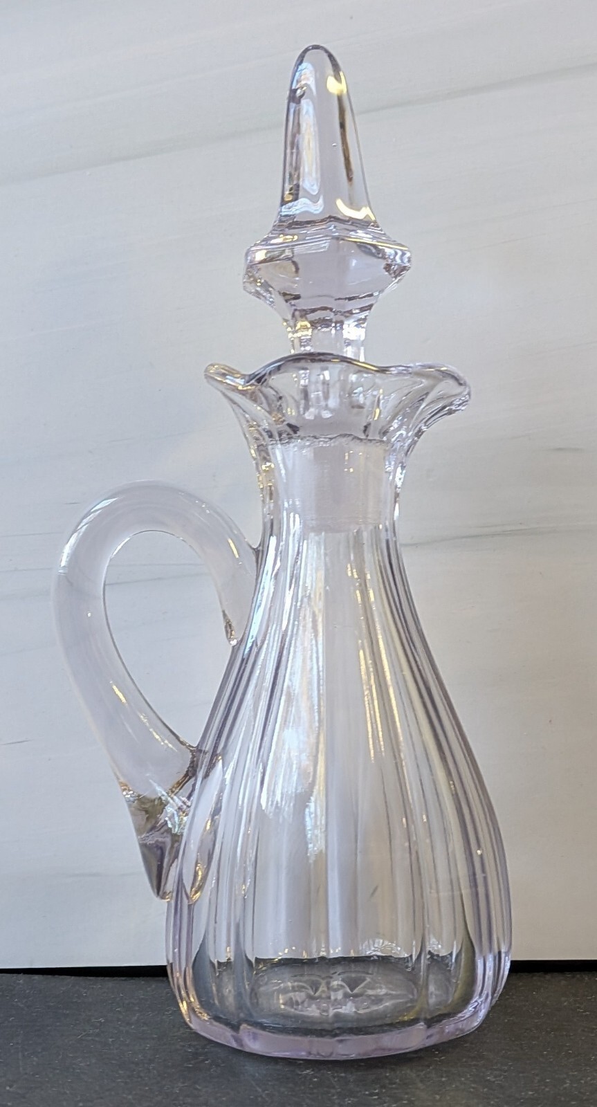 Antique EAPG Sun Purple Glass Cruet Decanter Spire Stopper Fluted Pitcher Bottle Antique EAPG Sun Purple Glass Cruet Decanter Spire Stopper Fluted Pitcher Bottle