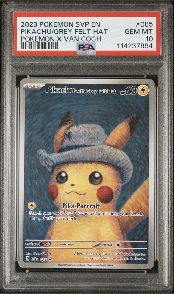 2023 Pokemon x Van Gogh Pikachu with Grey Felt Hat #085 Promo PSA 10 GEM MINT 2023 Pokemon x Van Gogh Pikachu with Grey Felt Hat #085 Promo PSA 10 GEM MINT