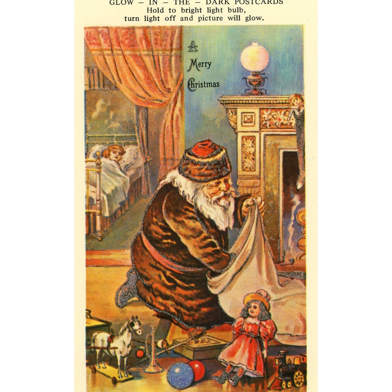 Postcard Vintage Hold to LIght Brown Robed Santa Postcard. A6