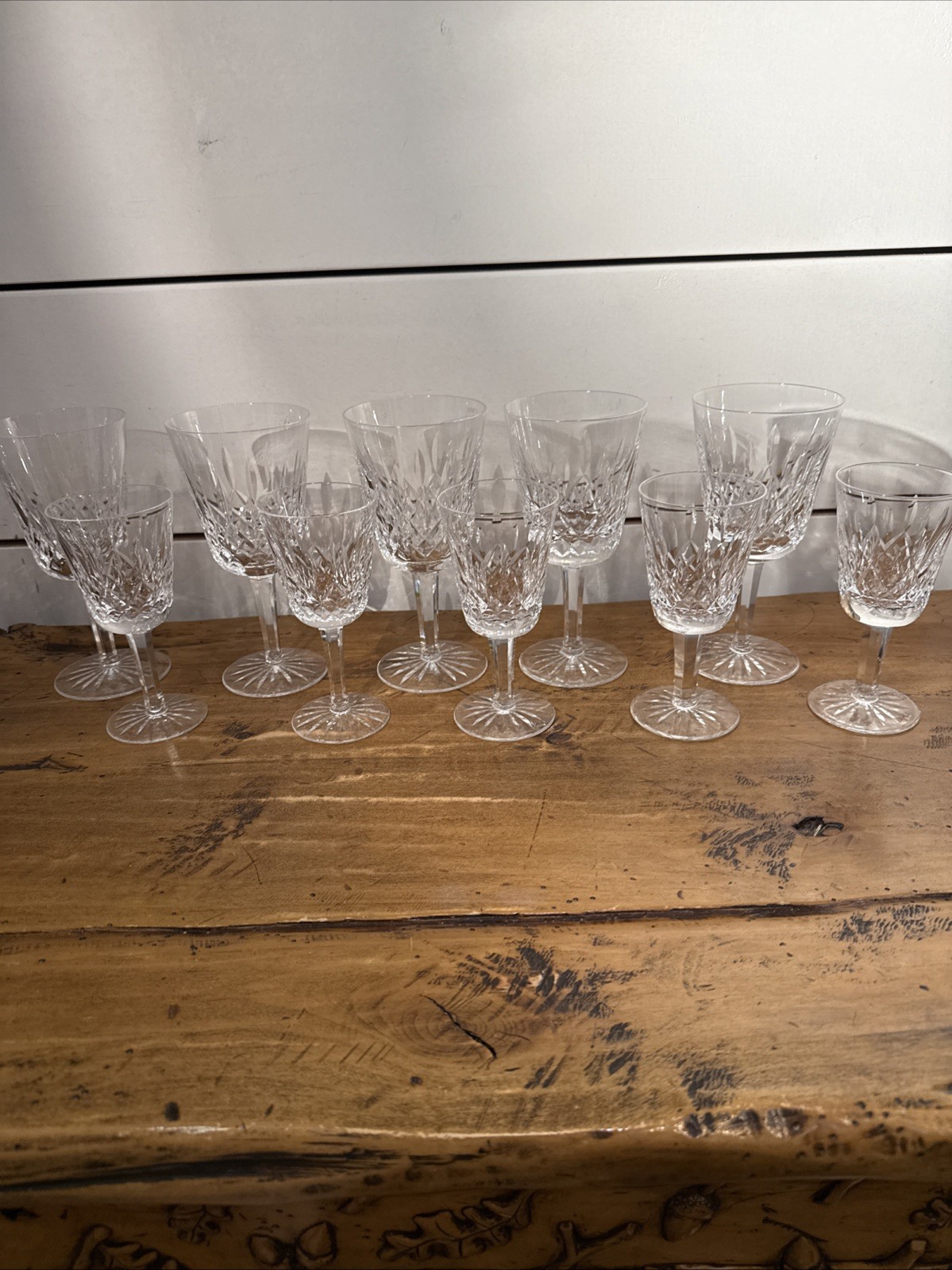Waterford Crystal Lismore 10 Piece Set- 5 Water/5 Claret Authentic Gothic Mark Waterford Crystal Lismore 10 Piece Set- 5 Water/5 Claret Authentic Gothic Mark