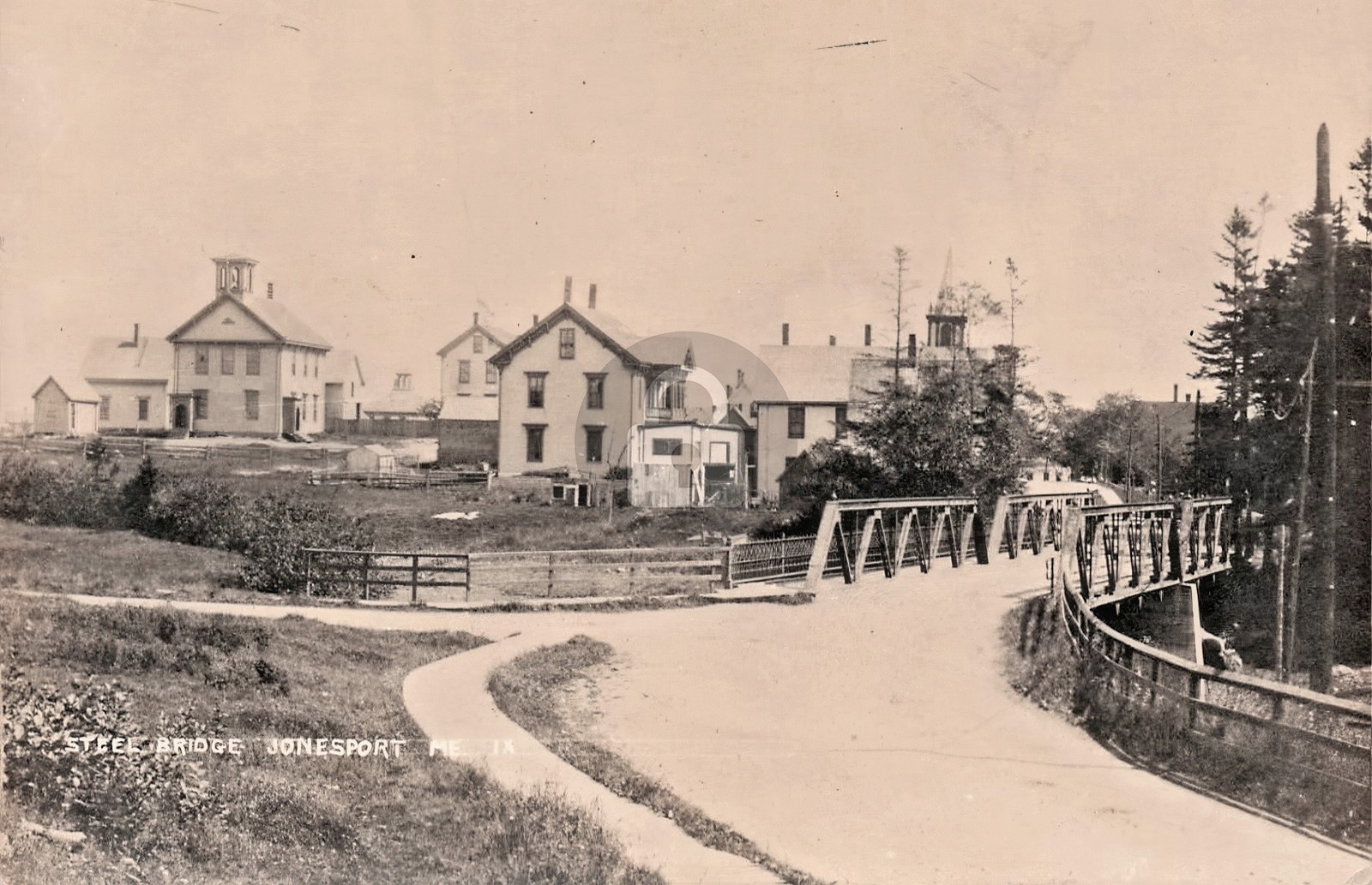 Steel Bridge Village Jonesport Maine ME RPPC Photo Postcard COPY Steel Bridge Village Jonesport Maine ME RPPC Photo Postcard COPY