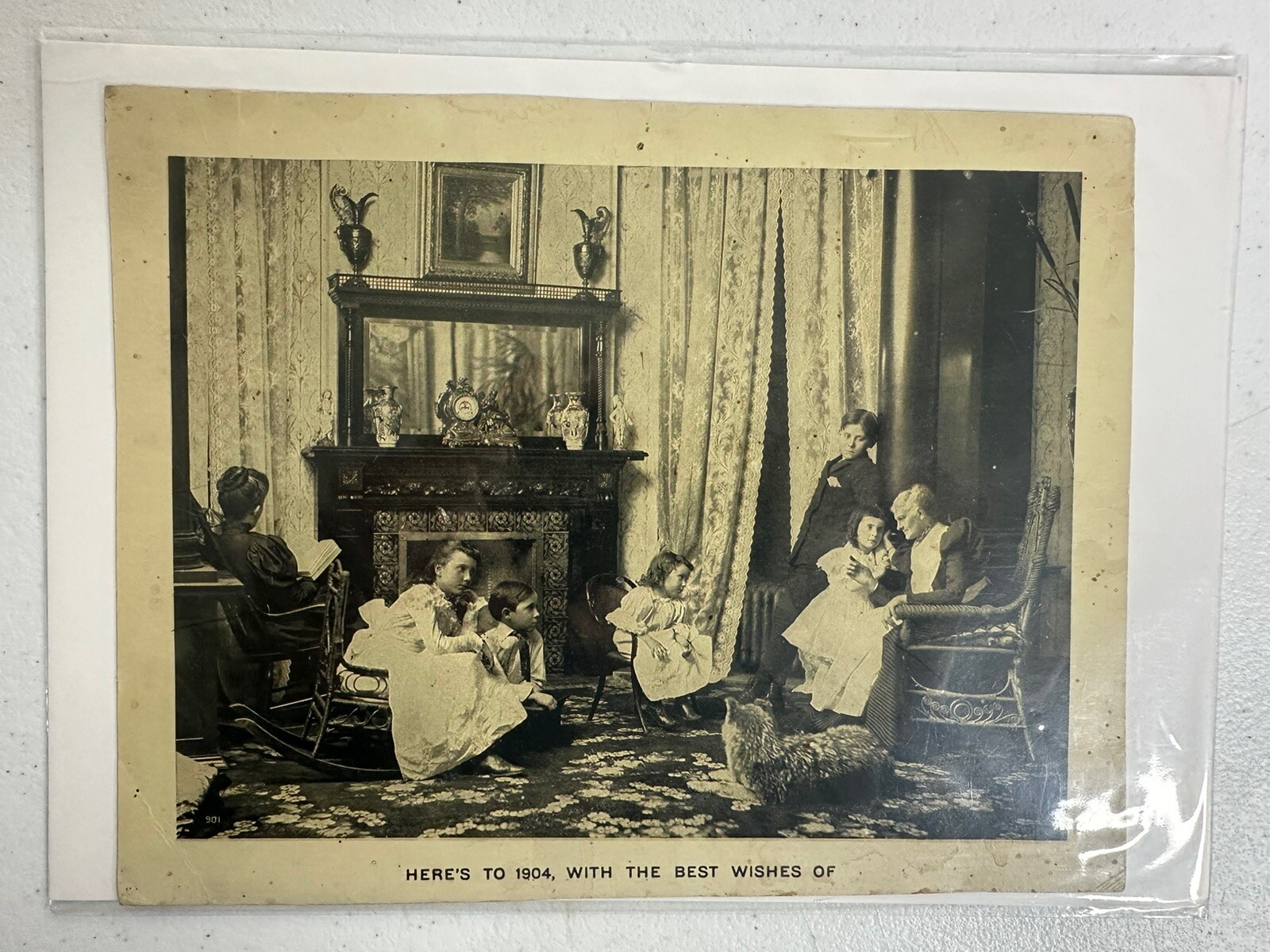 Antique 1904 Family Portrait Postcard 9-Inch Nostalgic Decor Collectible Rare