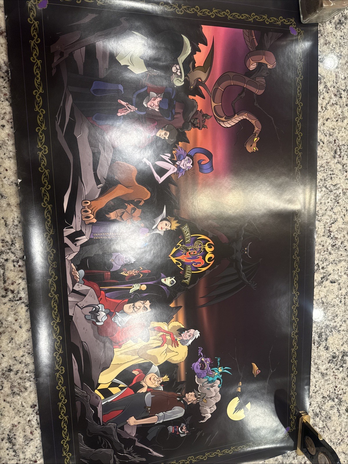 Rare Disney Villains Evil Character Lithograph Poster w/ Misprint Label *READ*