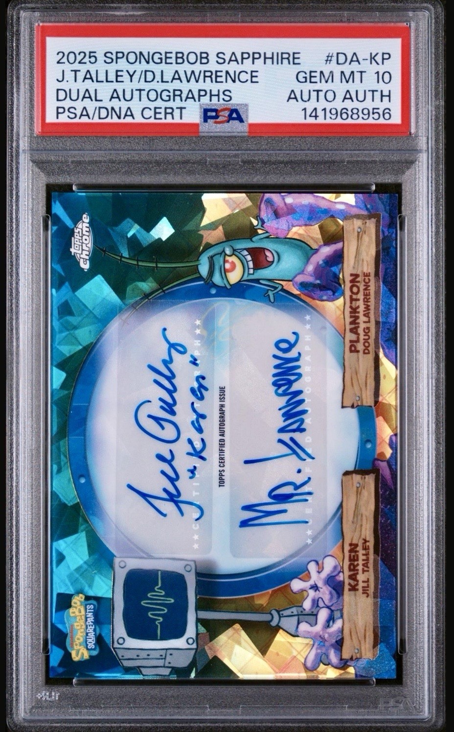2025 SpongeBob Sapphire Plankton Karen Doug Lawerence Talley Dual Auto PSA 10