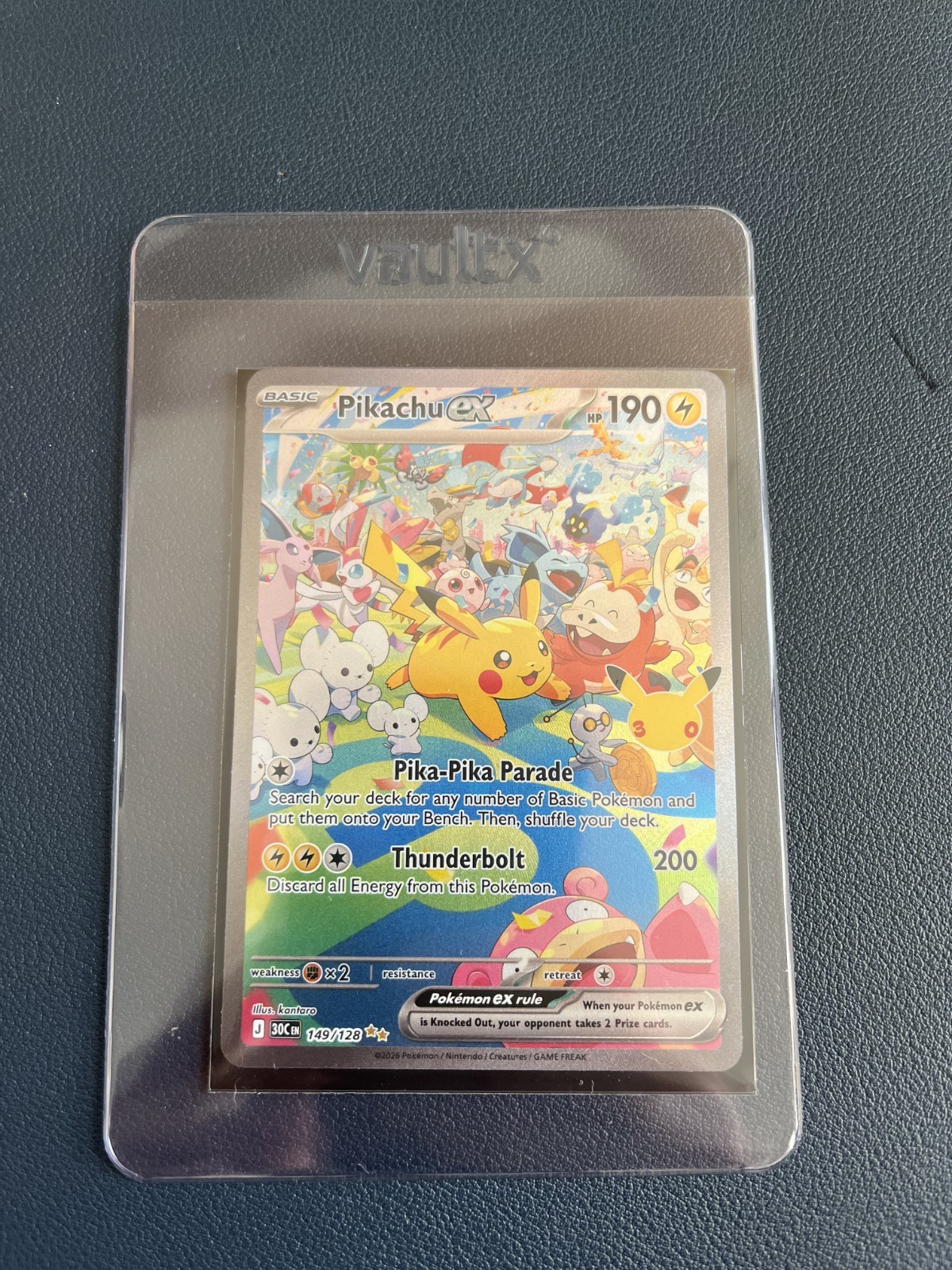 Pokémon TCG Pikachu Ex SIR 149/128 30th Celebration Holo Full Art Day Parade