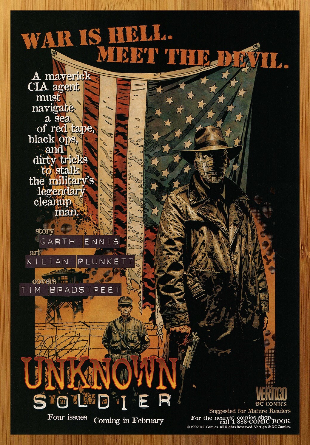 1997 Unknown Soldier Print Ad/Poster Garth Ennis Tim Bradstreet Comic Promo Art